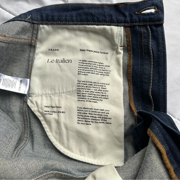 FRAME Denim Le Italien True Straight Jeans Size 29 | Cuffed Cropped | Blue Denim - Picture 9 of 11